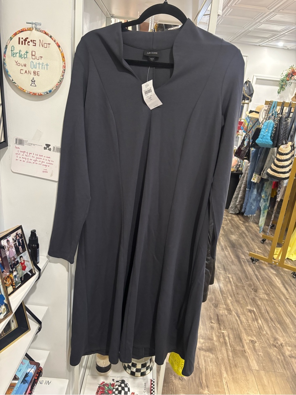 J. Jill Charcoal Long-Sleeve Dress NWT